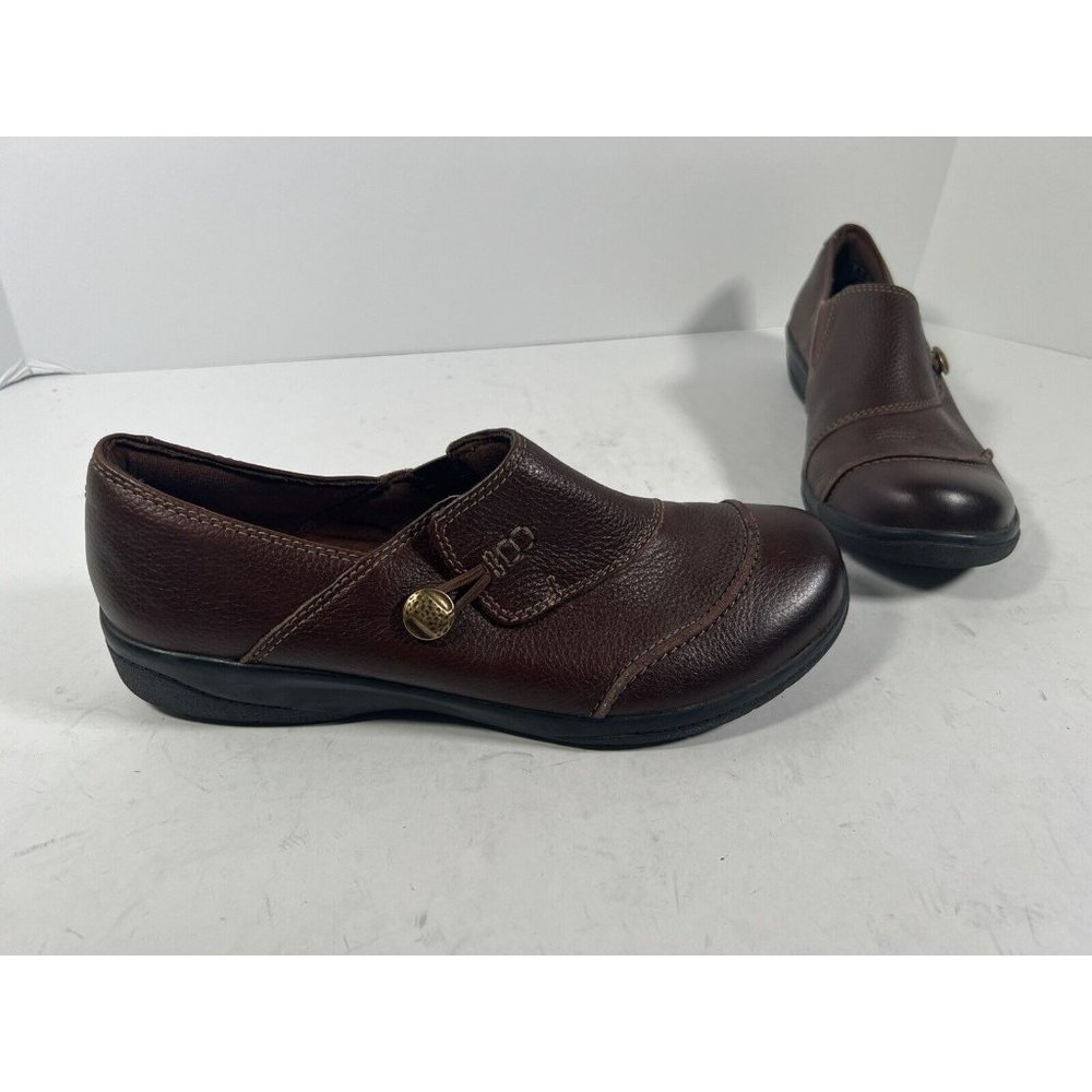 Clarks Collection Women’s Brown Leather Loafer Slip On Shoes Size 9.5 Comfort